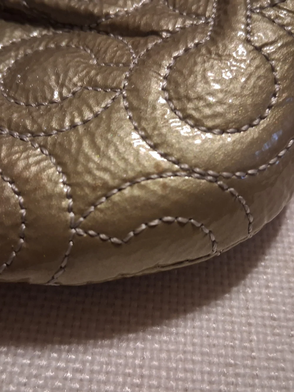 Coach Metallic Gold Leather Embossed C Pattern Wristlet Clutch